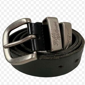 R.M. Williams Solid Hide Brass Buckle Black Leather Belt 36/91 Made in Australia